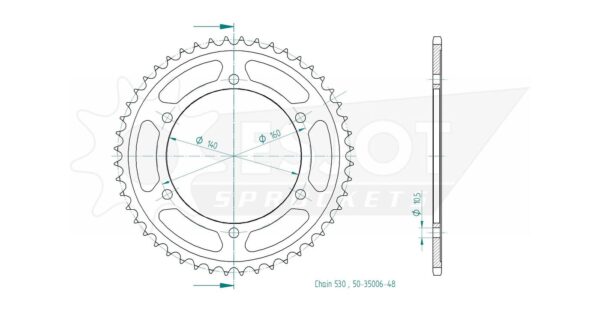 Задняя звезда Esjot 50-35006-48 (аналог JTR502.48) для Kawasaki 1100 ZR 12