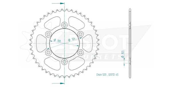 Задняя звезда Esjot 50-32072-45 (аналог JTR735.45) для Ducati 696 Monster