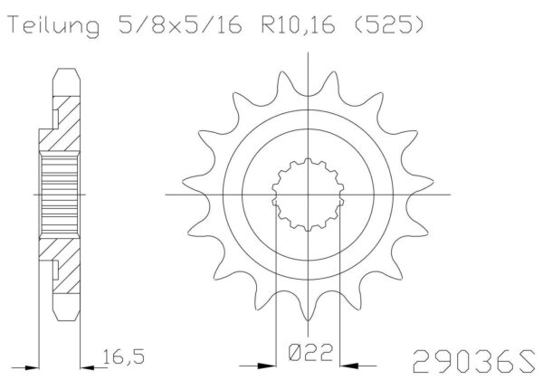 Передняя звезда Esjot 50-29036-14S (аналог JTF741.14) 16