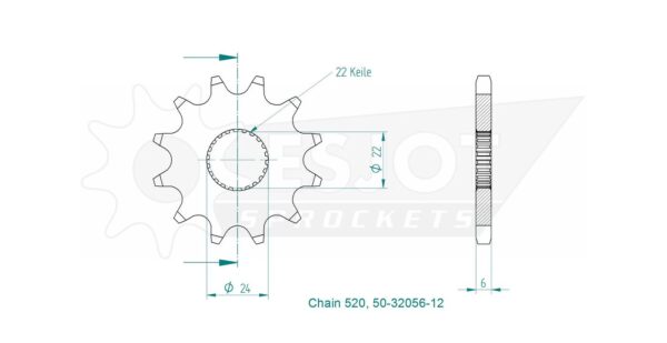 Передняя звезда Esjot 50-32056-12 (аналог JTF394.12) 3