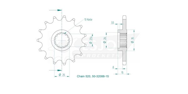 Передняя звезда Esjot 50-32088-15 (аналог JTF1307.15) 3