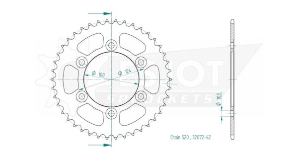 Задняя звезда Esjot 50-32072-42 (аналог JTR735.42) для Ducati 695 Monster 3