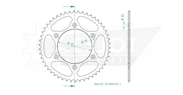 Задняя звезда Esjot 50-32045-50LR (аналог JTR210.50) Ultralight Steel / red для Husqvarna 250 TE 3