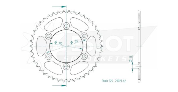 Задняя звезда Esjot 50-29021-42 (аналог JTR745.42) для Ducati 916 Monster