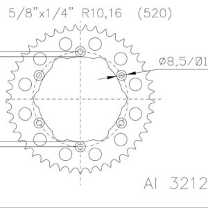 Задняя звезда Esjot 51-32122-45BP алюминий schwarz eloxiert