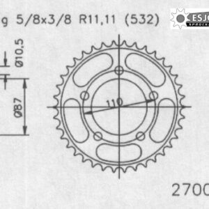 Задняя звезда Esjot 50-27001-45 (аналог JTR830.45) для Suzuki 1100 GSX-R