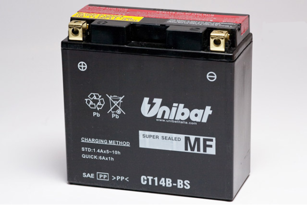 Аккумулятор Unibat CT14B-BS (12V, 12Ah, 152 x 70 x 145), аналог YUASA YT14B-BS