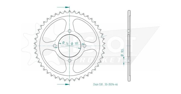 Задняя звезда Esjot 50-35014-46 (аналог JTR824.46) для Suzuki 600 GSX 19