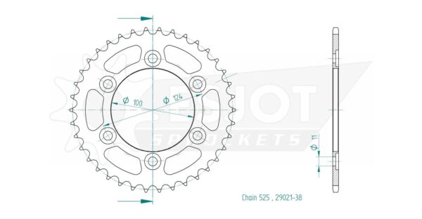 Задняя звезда Esjot 50-29021-38 (аналог JTR745.38) для Ducati 1000 SS