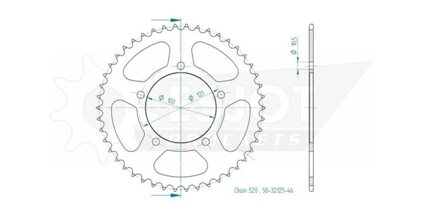 Задняя звезда Esjot 50-32125-46 (аналог JTR703.46) 18