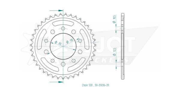 Задняя звезда Esjot 50-35036-39 (аналог JTR1334.39) для Honda 750 VF 3