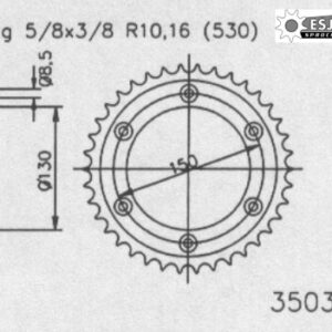 Задняя звезда Esjot 50-35030-40 (аналог JTR298.40) для Honda 750 CB