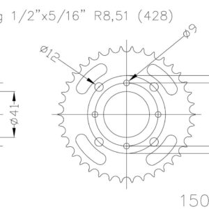 Задняя звезда Esjot 50-15078-39 для Bashan 150 Quad 2