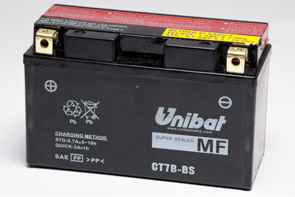Аккумулятор Unibat CT7B-BS (12V, 6,5Ah, 150 x 65 x 93), аналог YUASA YT7B-BS 2