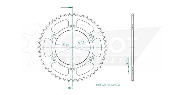 Задняя звезда Esjot 50-32045-47 (аналог JTR210.47) для Honda 150 CRF 19