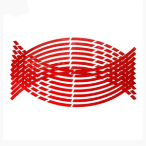 Комплект светоотражающих наклеек на колеса полосы (красный)
