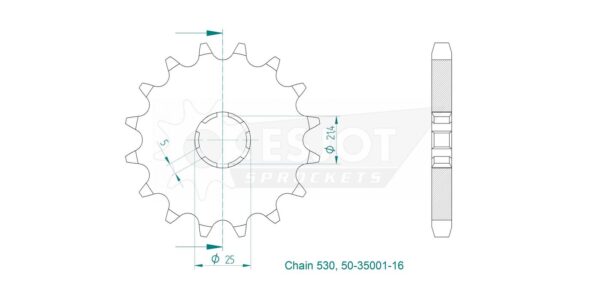 Передняя звезда Esjot 50-35001-16 (аналог JTF278.16) 3