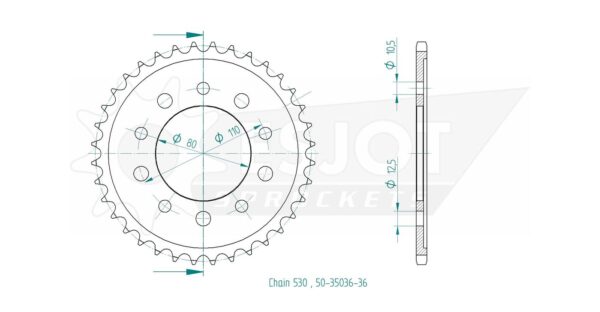 Задняя звезда Esjot 50-35036-36 (аналог JTR1334.36) для Honda 450 CB 3