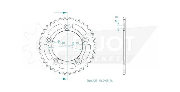 Задняя звезда Esjot 50-29031-36 (аналог JTR744.36) для Ducati 999 4