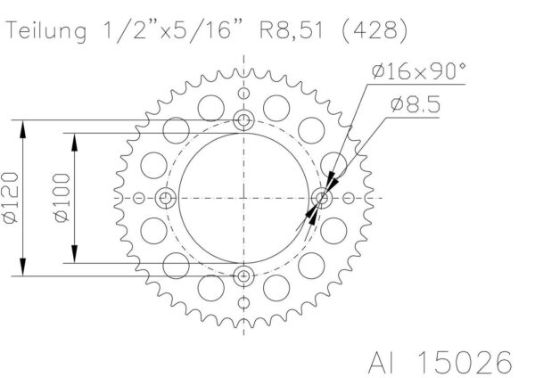 Задняя звезда Esjot 51-15026-48BP (аналог JTA798.48) алюминий schwarz eloxiert 2