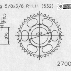 Задняя звезда Esjot 50-27005-42 (аналог JTR827.42) для Suzuki 1100 GSX-R 2