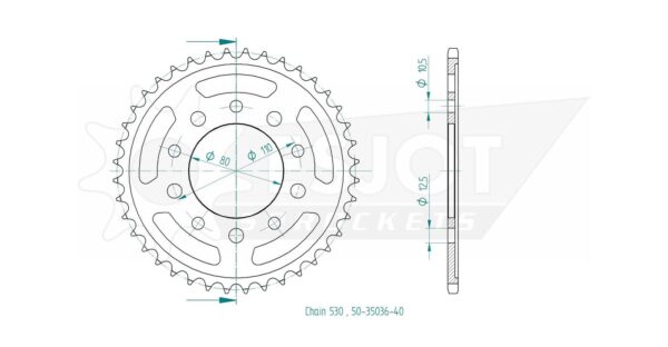 Задняя звезда Esjot 50-35036-40 (аналог JTR1334.40) для Honda 750 VF 19