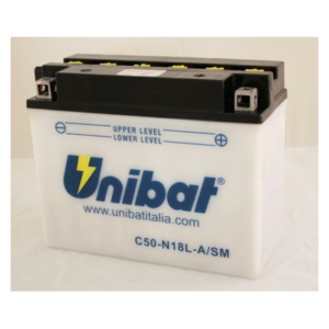 Аккумулятор Unibat C50-N18L-A-SM (12V, 20Ah, 205 x 90 x 162), аналог YUASA Y50-N18L-A