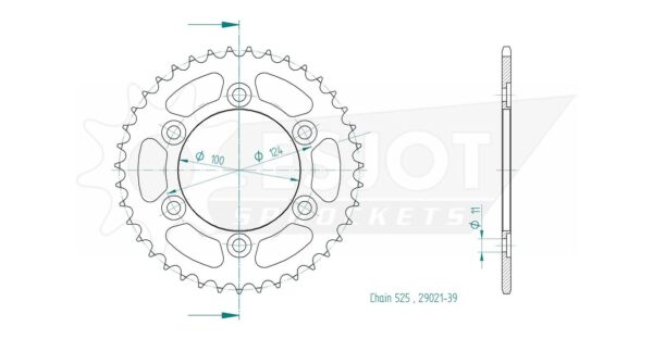 Задняя звезда Esjot 50-29021-39 (аналог JTR745.39) для Ducati 1000 Sport Classic