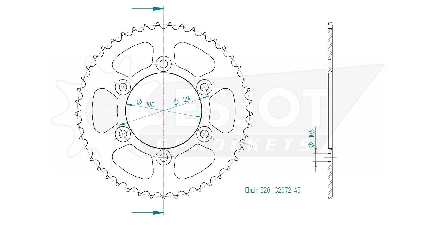 Задняя звезда Esjot 50-32072-45 (аналог JTR735.45) для Ducati 696 Monster 3