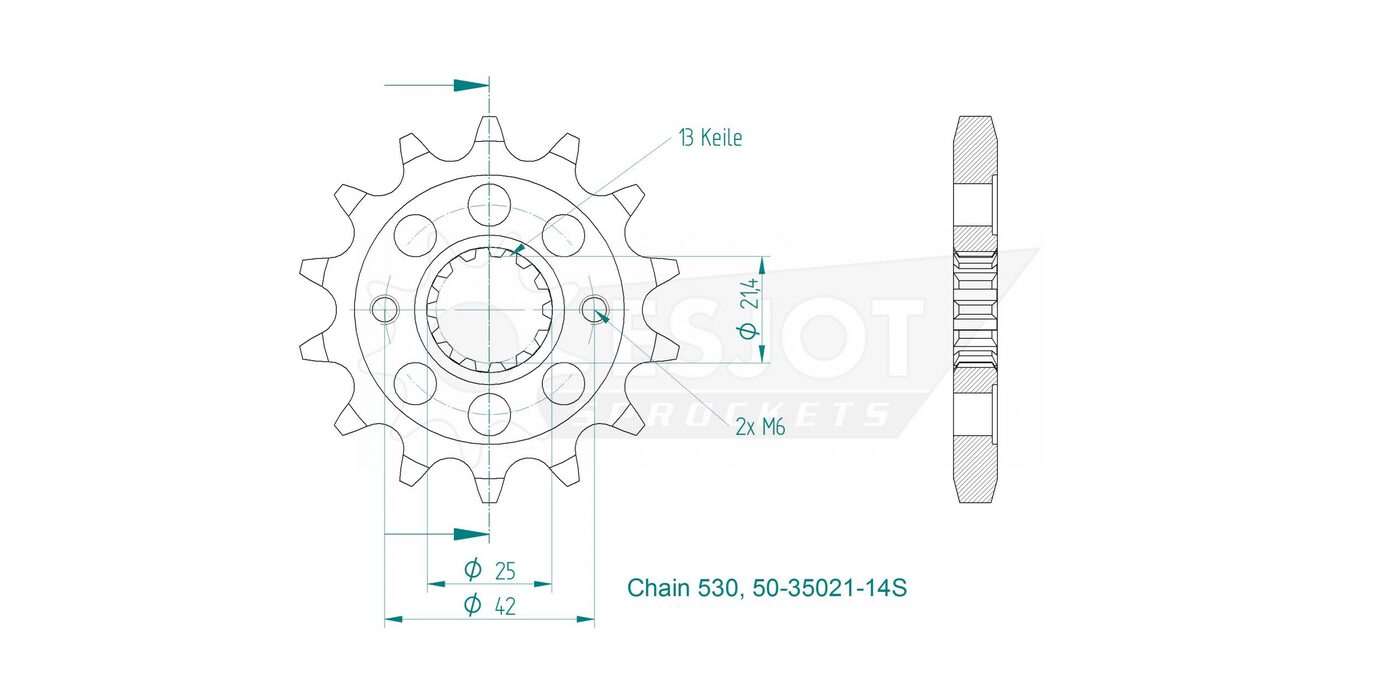 Передняя звезда Esjot 50-35021-14S (аналог JTF513.14) 3