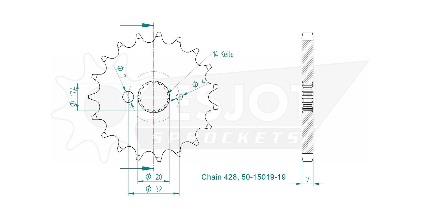 Передняя звезда Esjot 50-15019-19 (аналог JTF558.19) 3