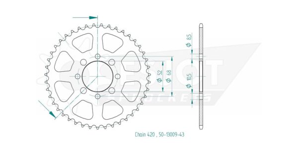 Задняя звезда Esjot 50-13009-43 (аналог JTR801.43) для Suzuki 50 OR 3