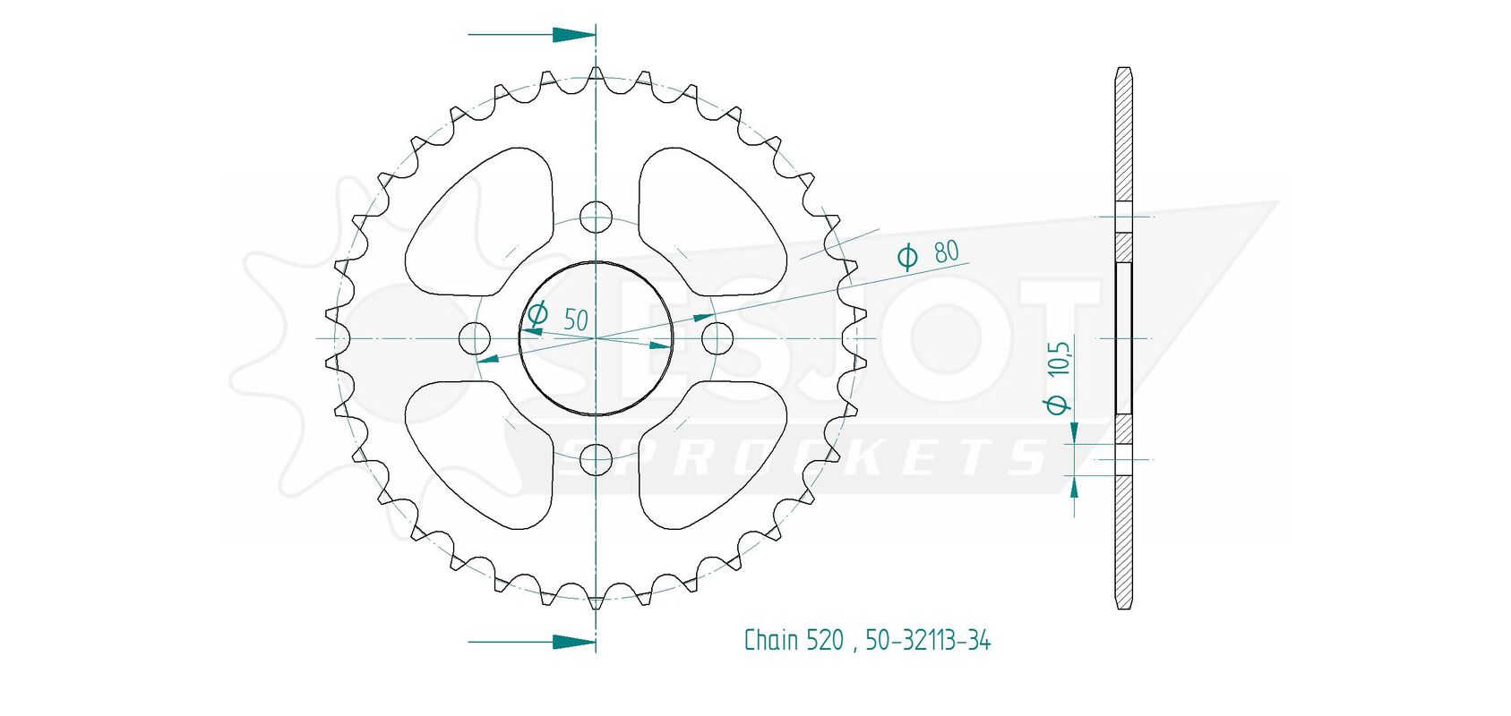 Задняя звезда Esjot 50-32113-34 для Sym 200 Quad Lander 3