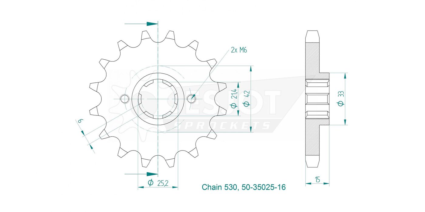 Передняя звезда Esjot 50-35025-16 (аналог JTF292.16) 3