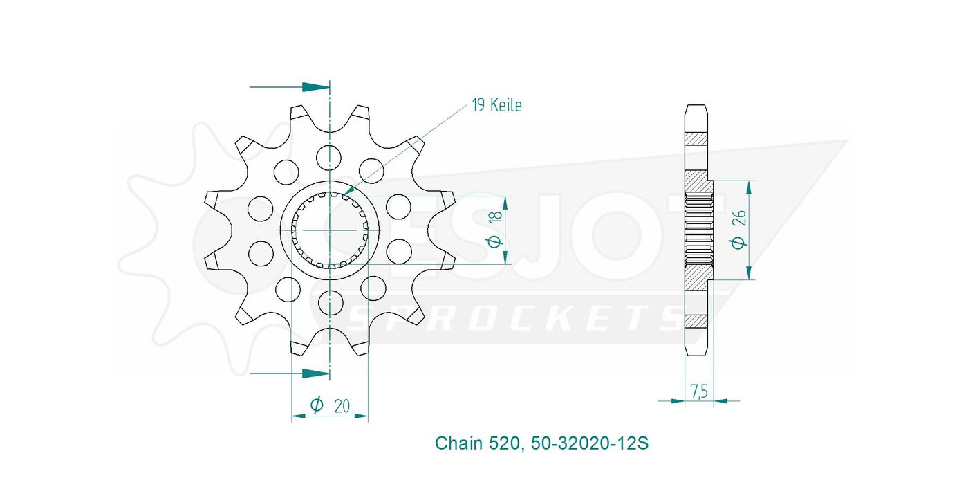 Передняя звезда Esjot 50-32020-12S (аналог JTF326.12) 3