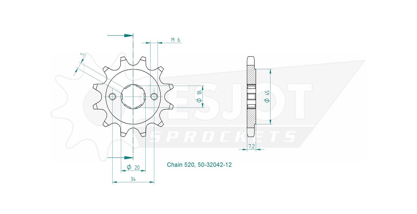 Передняя звезда Esjot 50-32042-12 (аналог JTF327.12) 3