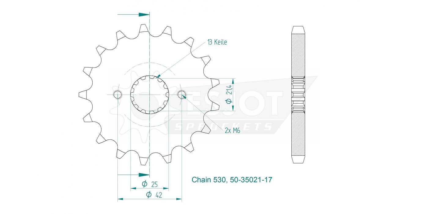 Передняя звезда Esjot 50-35021-17 (аналог JTF513.17) 3