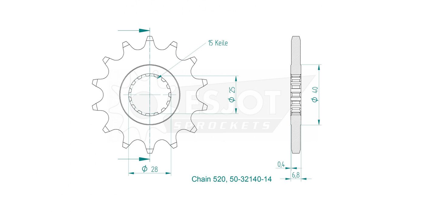 Передняя звезда Esjot 50-32140-14 (аналог JTF1592.14) 3