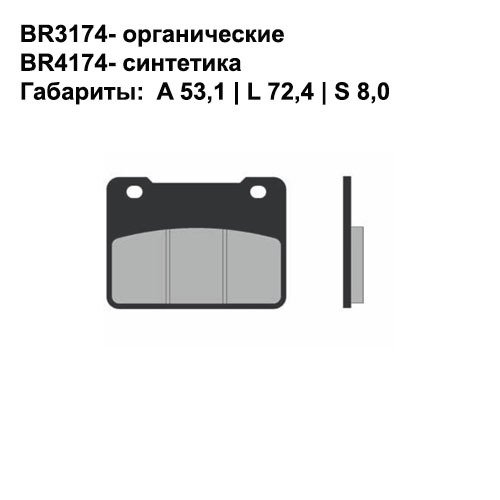 Тормозные колодки Brenta BR4174 (FDB2291, FD, 0489, SBS 893/215, 7101) синтетические 3