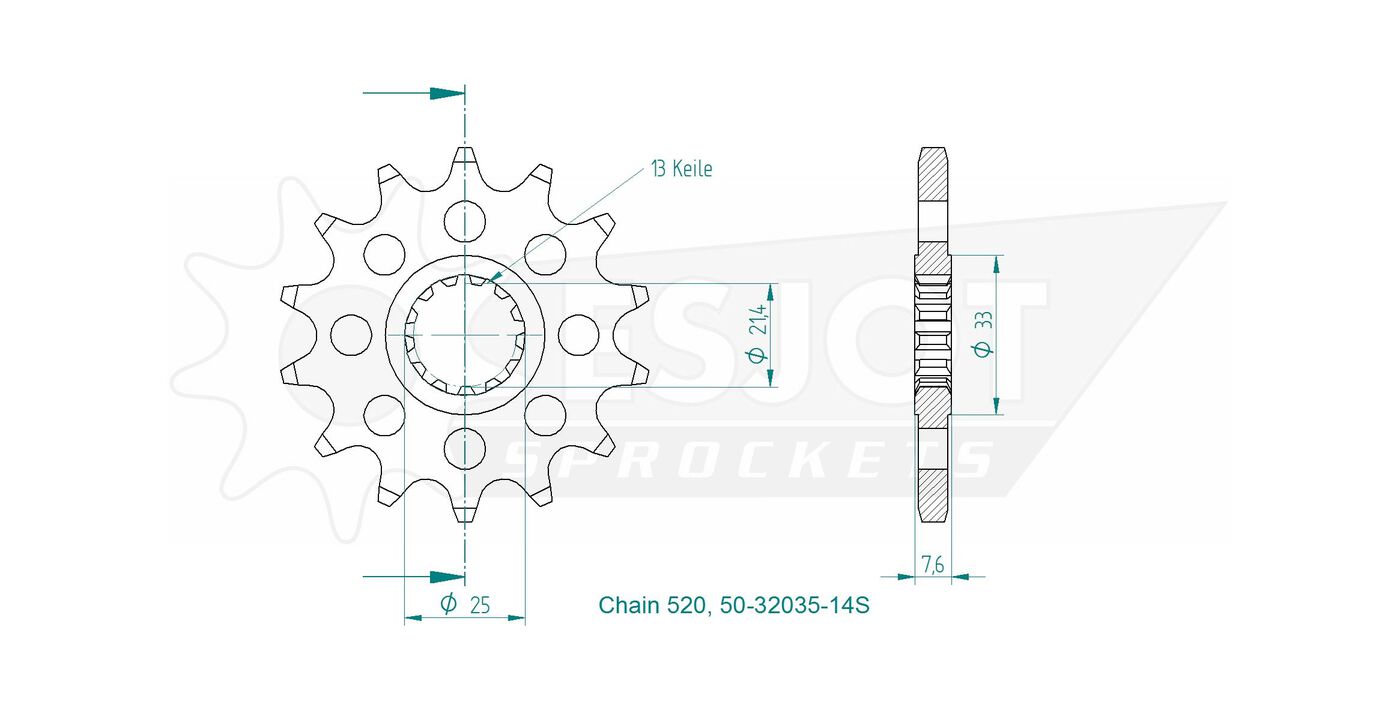 Передняя звезда Esjot 50-32035-14S (аналог JTF1536.14) 3