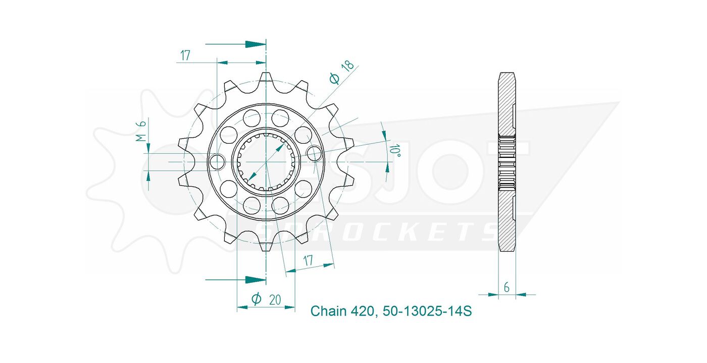 Передняя звезда Esjot 50-13025-14S (аналог JTF1310SC.15) 3