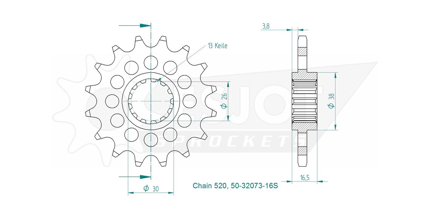 Передняя звезда Esjot 50-32073-16S (аналог JTF1269.16) 3