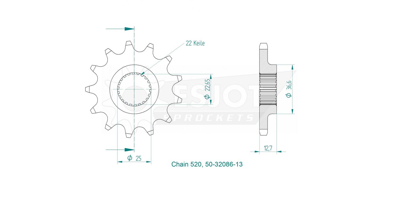 Передняя звезда Esjot 50-32086-13 (аналог JTF3221.13) 3