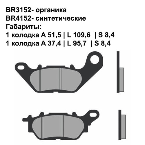 Тормозные колодки Brenta BR3152 (FA464, FDB2238, FD, 0437, SBS 858, 07YA28) органические 2