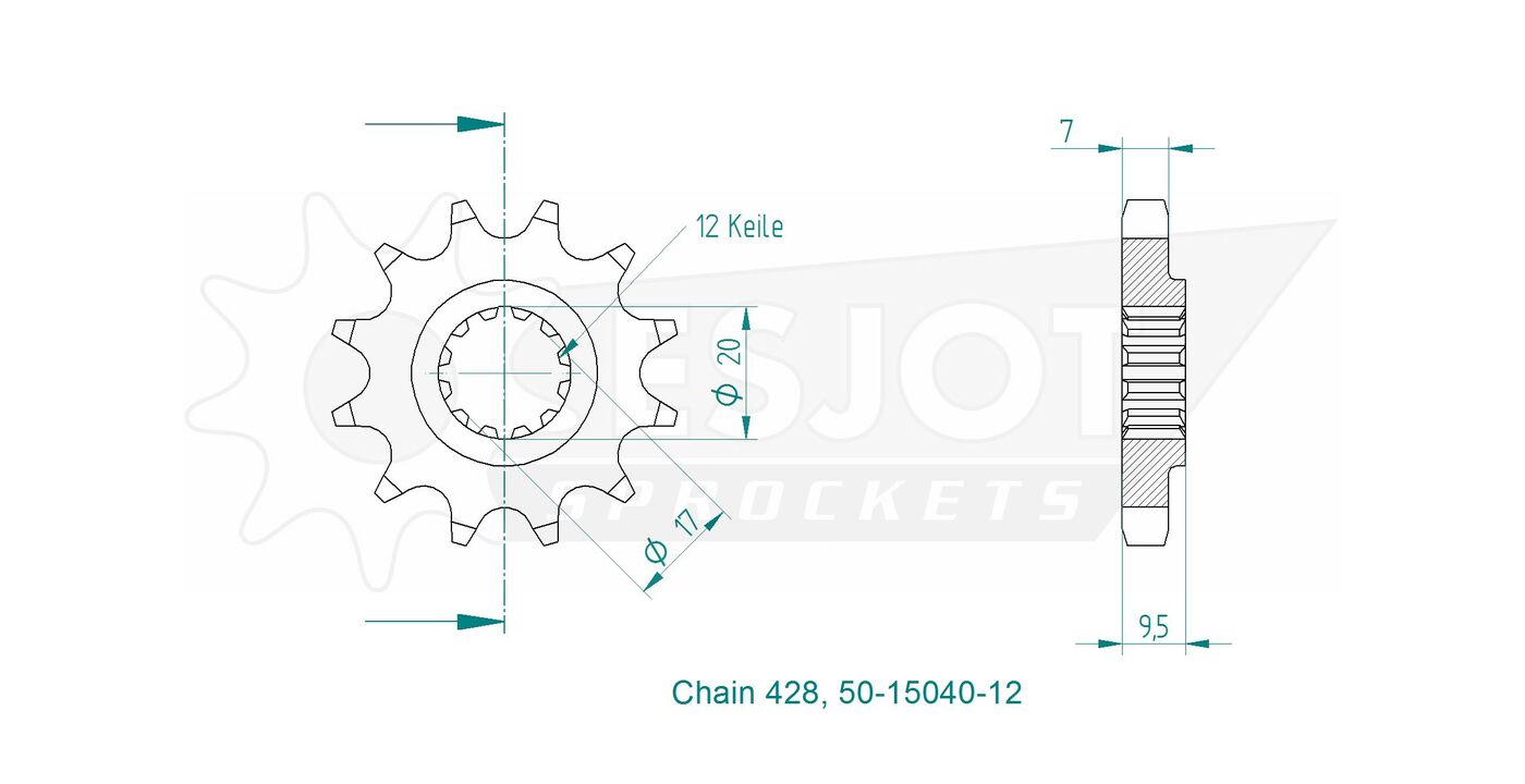 Передняя звезда Esjot 50-15040-12 (аналог JTF1907.12) 3