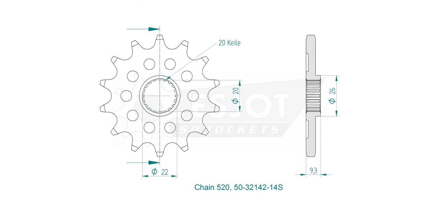 Передняя звезда Esjot 50-32142-14S (аналог JTF1446SC.14) 3