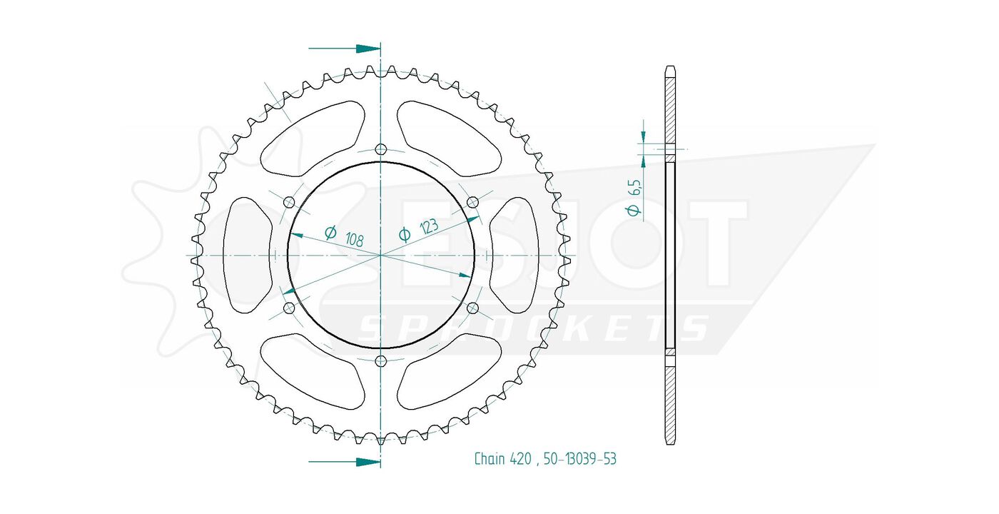 Задняя звезда Esjot 50-13039-53 (аналог JTR1133.53) для Aprilia 50 RX 3