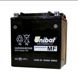 Аккумулятор Unibat CIX30L-BS (12V, 30Ah, 166 x 126 x 175), аналог YUASA YIX30L-BS