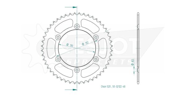 Задняя звезда Esjot 53-32122-49BR алюминий ALU X-Wing Black / Red 2