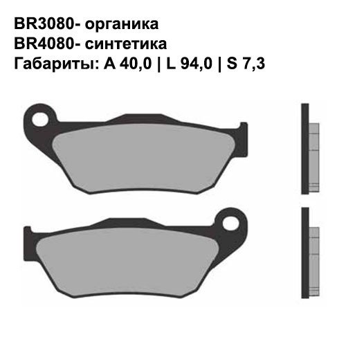Тормозные колодки Brenta BR4080 (SFA430, FD.0396, 837, 7065) синтетические